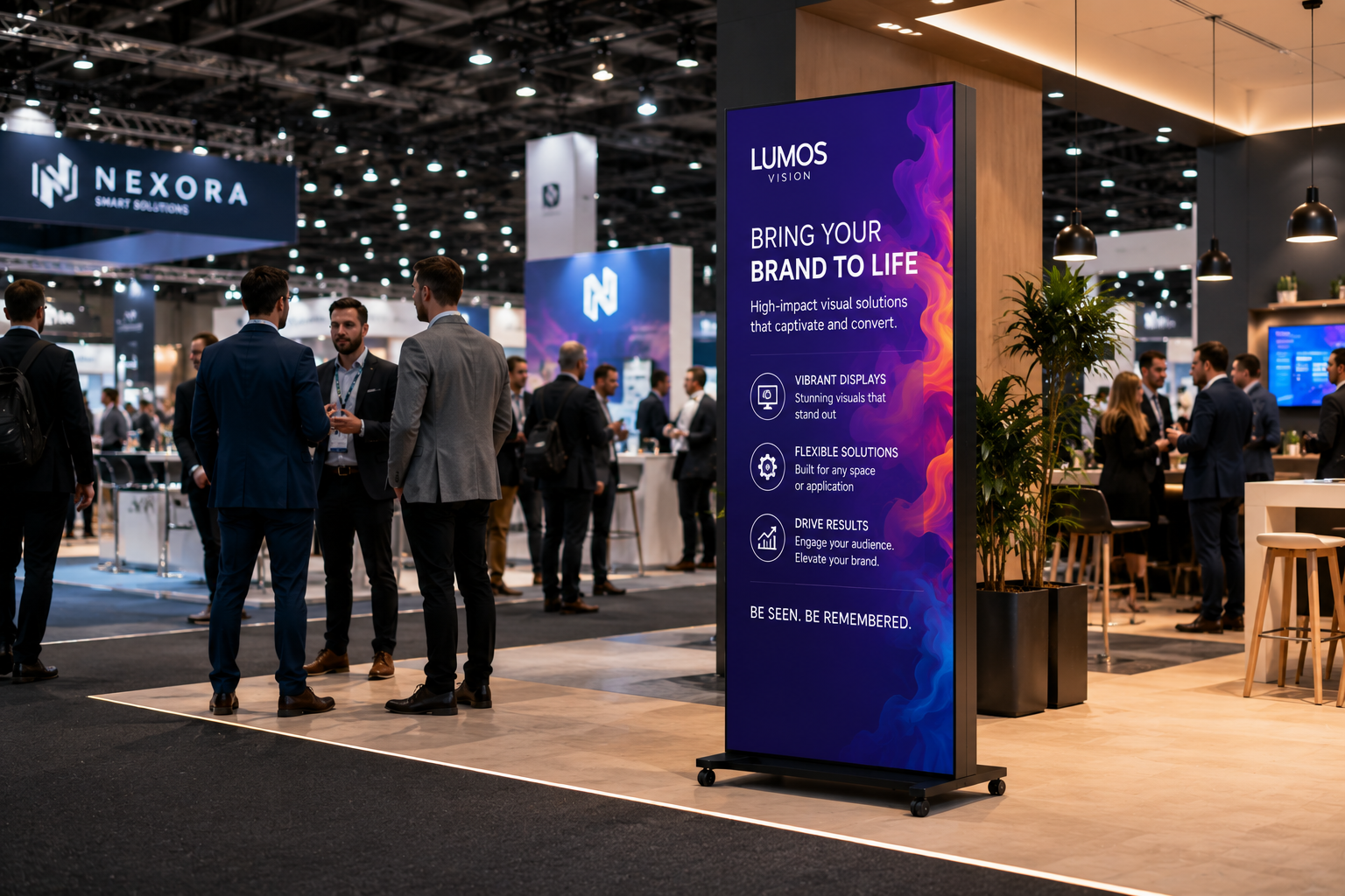 LED schermen op een beursstand