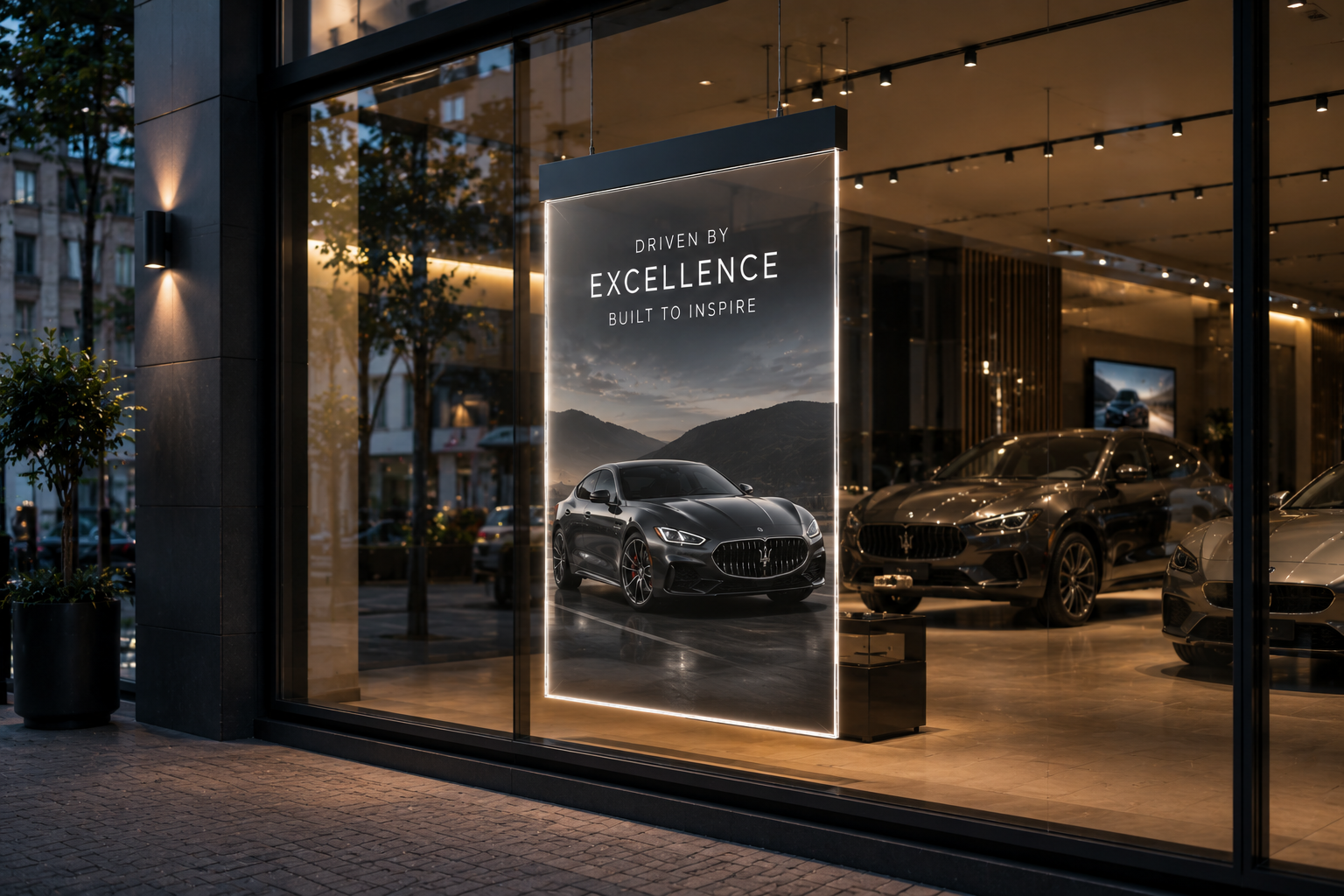 Digitale banners in een luxe winkel